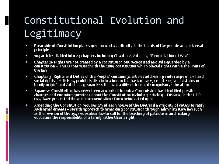 Constitutional Evolution and Legitimacy Preamble of Constitution places governmental authority in the hands of