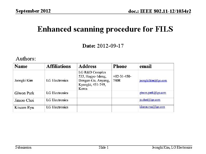 September 2012 doc. : IEEE 802. 11 -12/1034 r 2 Enhanced scanning procedure for