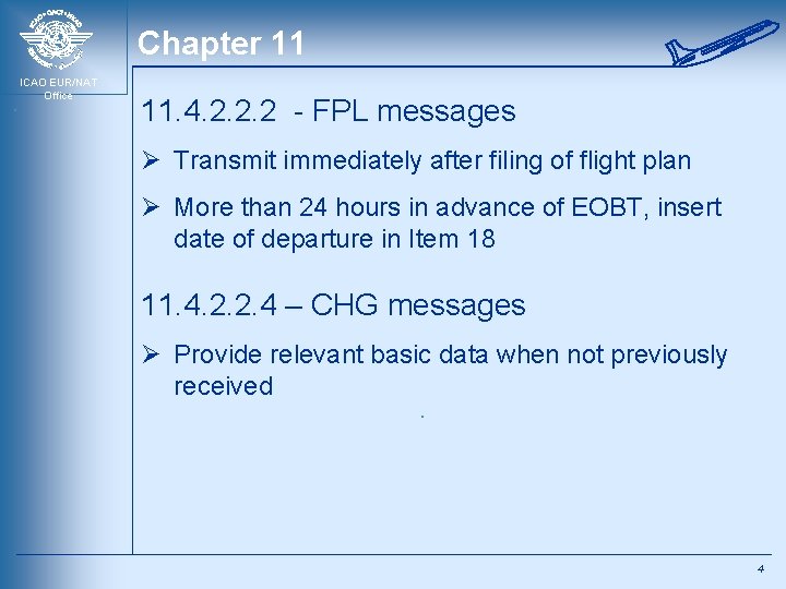 Chapter 11 ICAO EUR/NAT Office 11. 4. 2. 2. 2 - FPL messages Ø