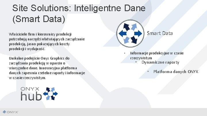 Site Solutions: Inteligentne Dane (Smart Data) Właściciele firm i kierownicy produkcji potrzebują narzędzi ułatwiających