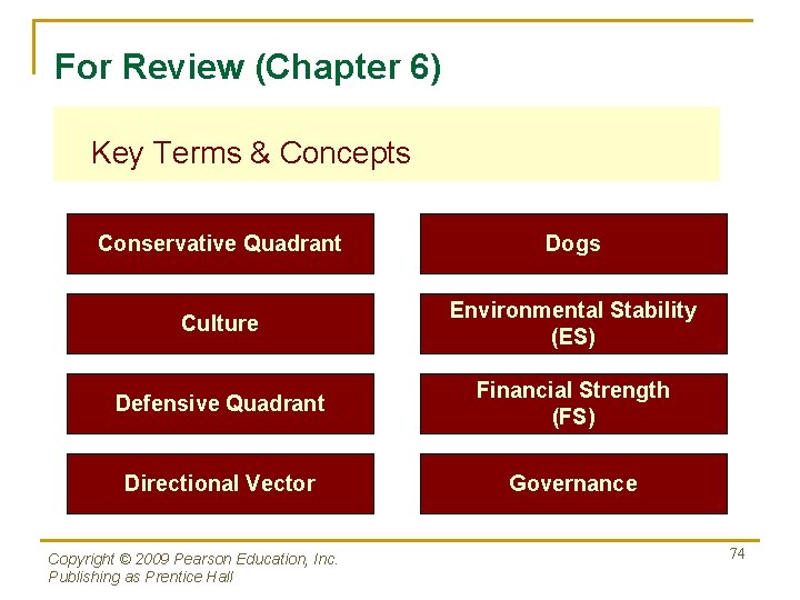 For Review (Chapter 6) Key Terms & Concepts Conservative Quadrant Dogs Culture Environmental Stability