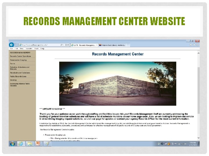 RECORDS MANAGEMENT CENTER WEBSITE 