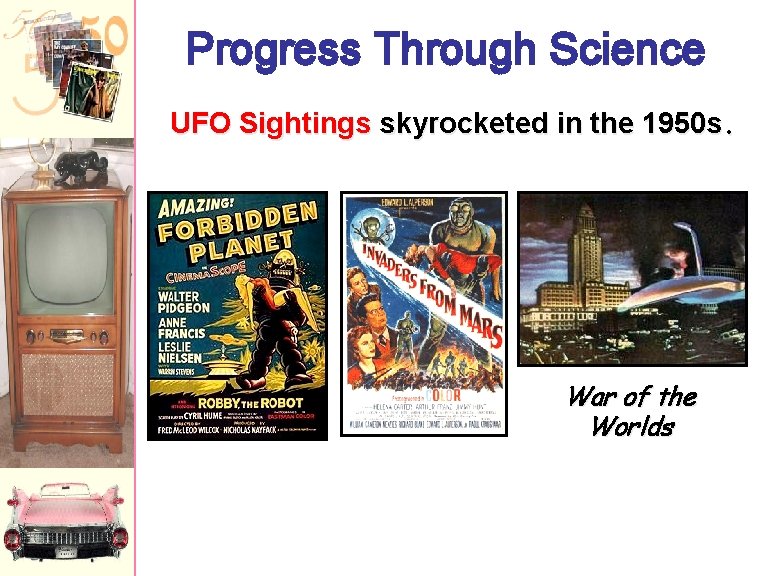Progress Through Science UFO Sightings skyrocketed in the 1950 s. War of the Worlds