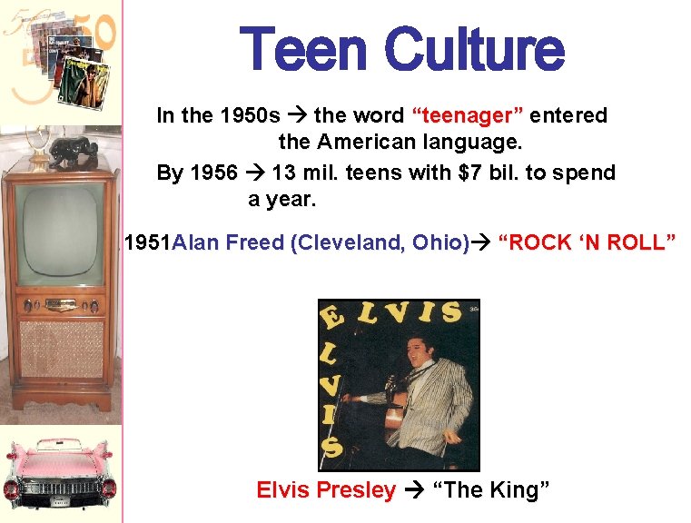 Teen Culture In the 1950 s the word “teenager” entered the American language. By