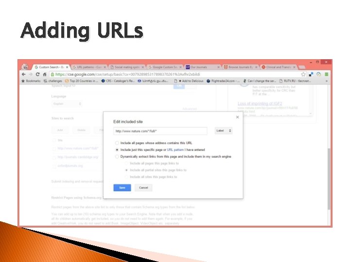 Adding URLs 