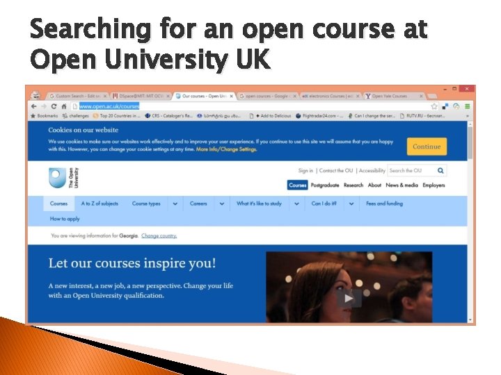 Searching for an open course at Open University UK 