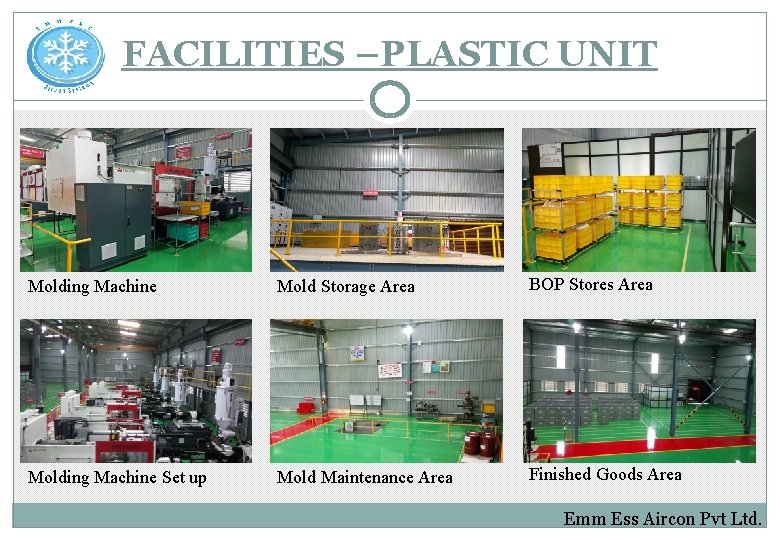 FACILITIES –PLASTIC UNIT Molding Machine Mold Storage Area BOP Stores Area Molding Machine Set FACILITIES –PLASTIC UNIT Molding Machine Mold Storage Area BOP Stores Area Molding Machine Set