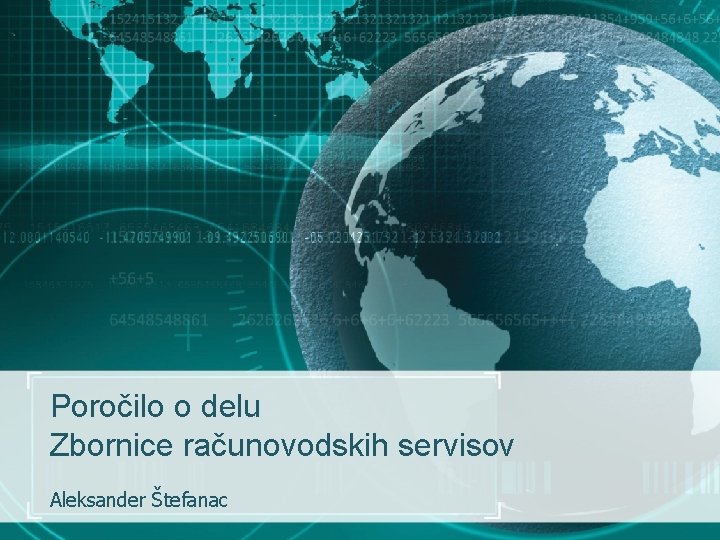 Poročilo o delu Zbornice računovodskih servisov Aleksander Štefanac 