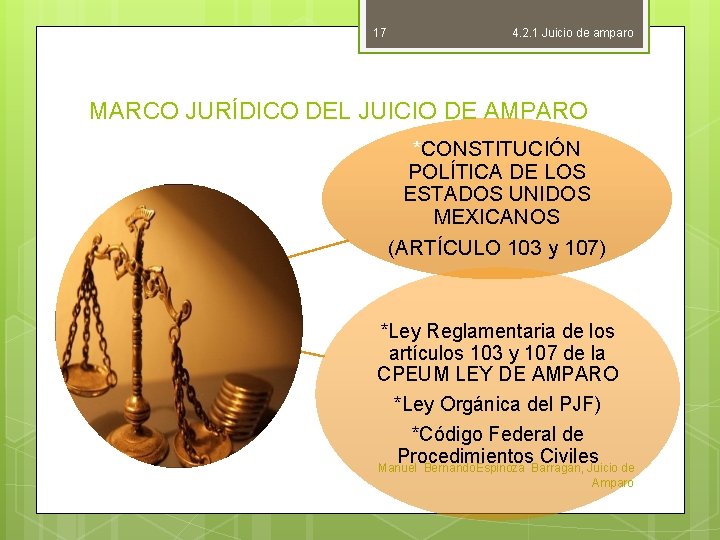 17 4. 2. 1 Juicio de amparo MARCO JURÍDICO DEL JUICIO DE AMPARO *CONSTITUCIÓN