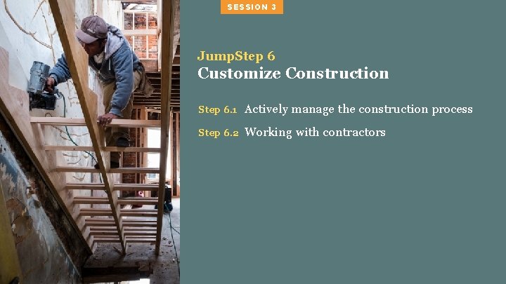 SESSION 3 Jump. Step 6 Customize Construction Step 6. 1 Actively manage the construction