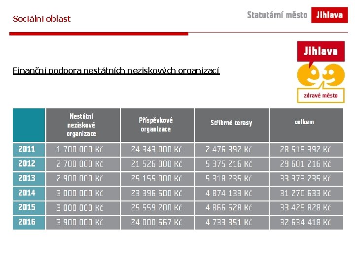 Sociální oblast Finanční podpora nestátních neziskových organizací 