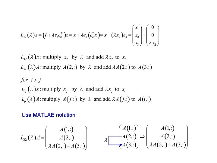 Use MATLAB notation 