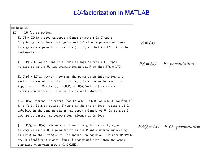 LU-factorization in MATLAB 