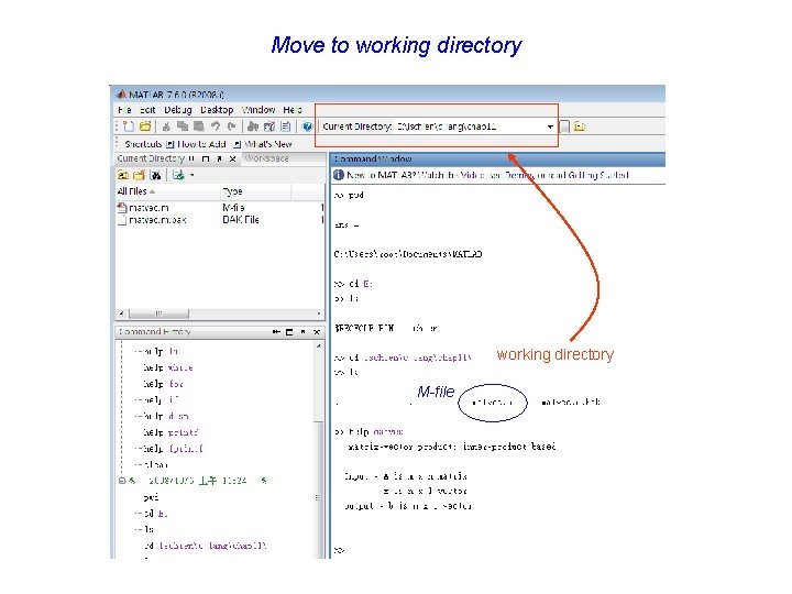 Move to working directory M-file 