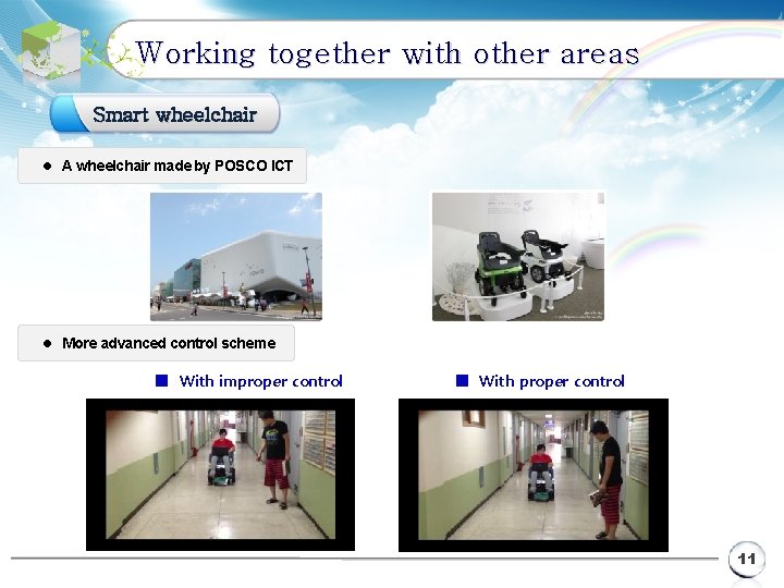 Working together with other areas Smart wheelchair l A wheelchair made by POSCO ICT