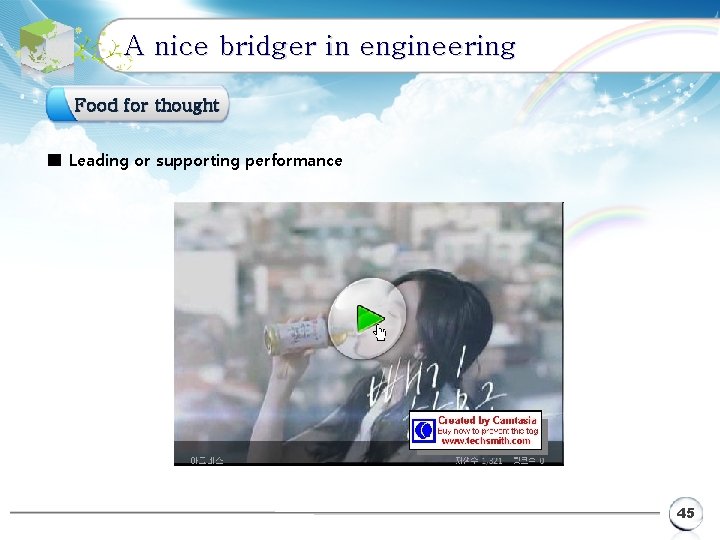 A nice bridger in engineering Food for thought ■ Leading or supporting performance 45