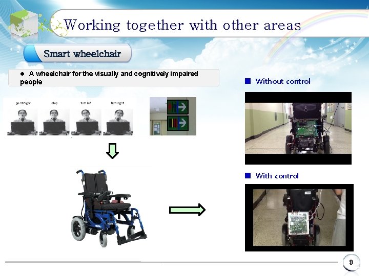 Working together with other areas Smart wheelchair l A wheelchair for the visually and