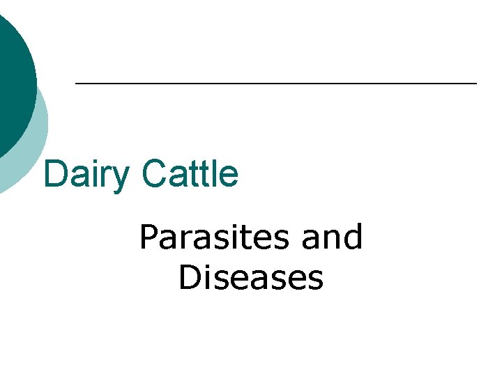Dairy Cattle Parasites and Diseases 