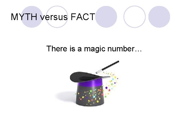 MYTH versus FACT There is a magic number… 