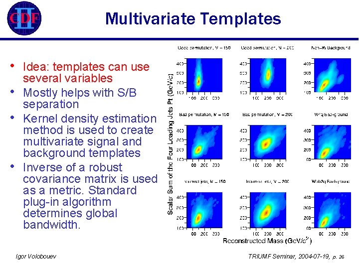 Multivariate Templates • • Idea: templates can use several variables Mostly helps with S/B