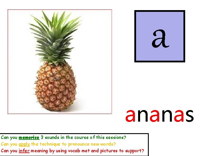 a ananas Can you memorise 3 sounds in the course of this sessions? Can