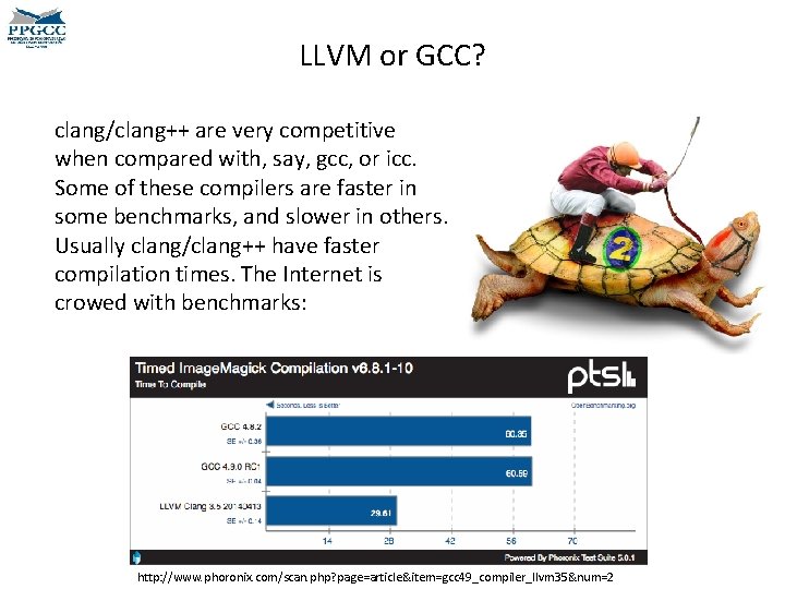 LLVM or GCC? clang/clang++ are very competitive when compared with, say, gcc, or icc.