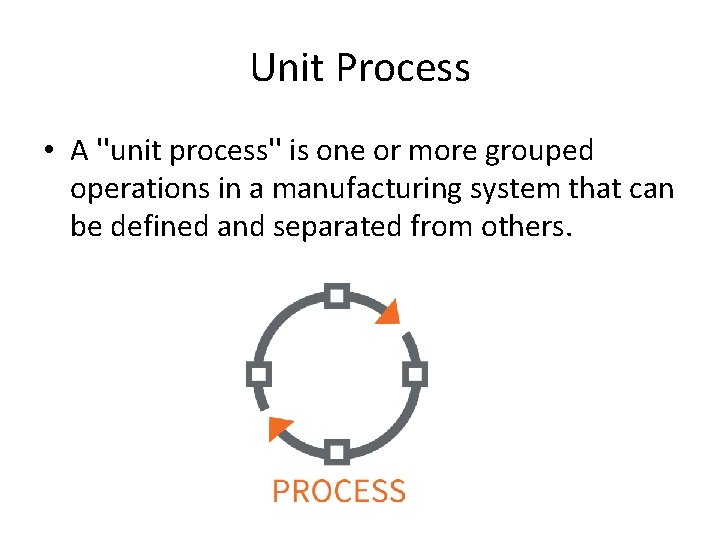 Unit Process • A ''unit process'' is one or more grouped operations in a