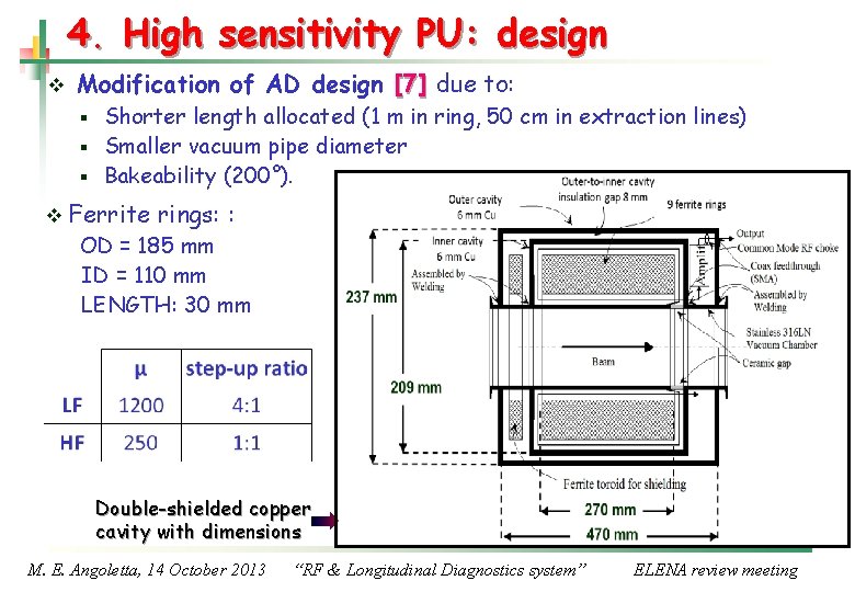 4. High sensitivity PU: design v Modification of AD design [7] due to: Shorter