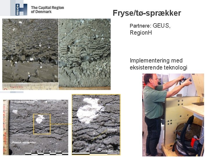 Fryse/tø-sprækker Partnere: GEUS, Region. H Implementering med eksisterende teknologi 