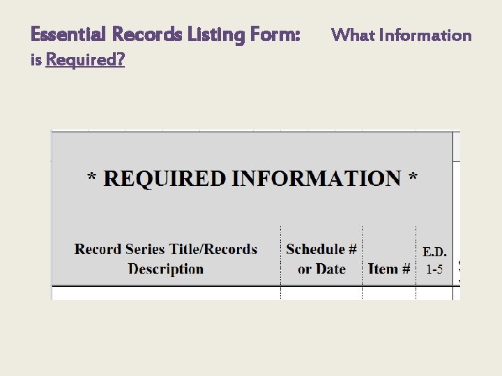 Essential Records Listing Form: is Required? What Information 