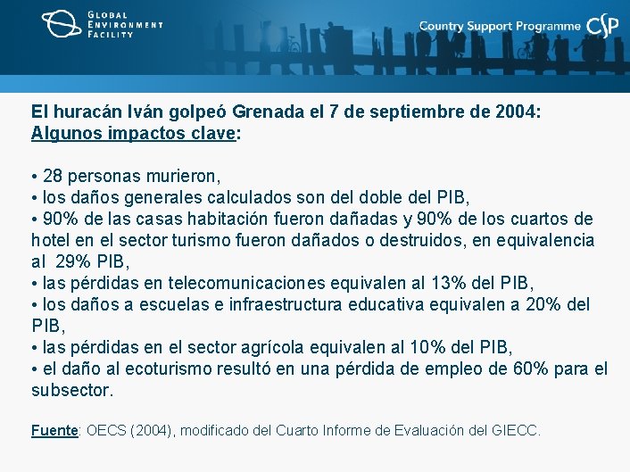 El huracán Iván golpeó Grenada el 7 de septiembre de 2004: Algunos impactos clave: