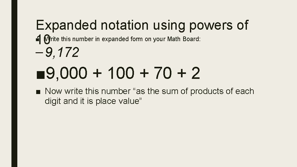 Expanded notation using powers of ■ 10 Write this number in expanded form on Expanded notation using powers of ■ 10 Write this number in expanded form on