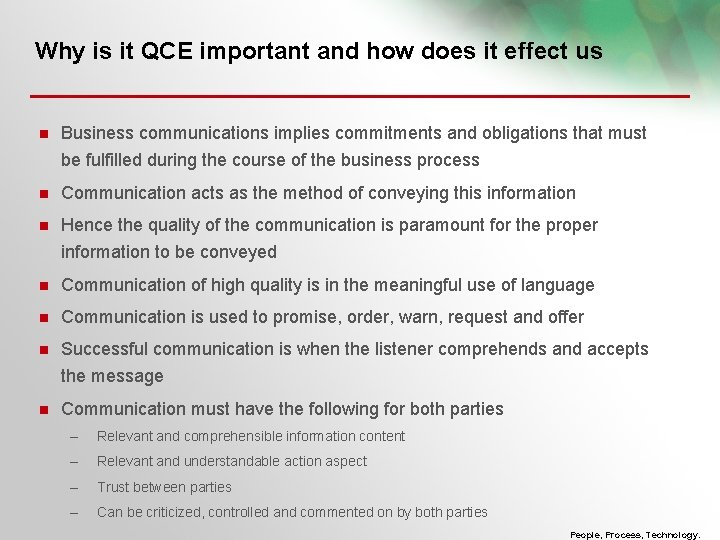 Why is it QCE important and how does it effect us Business communications implies