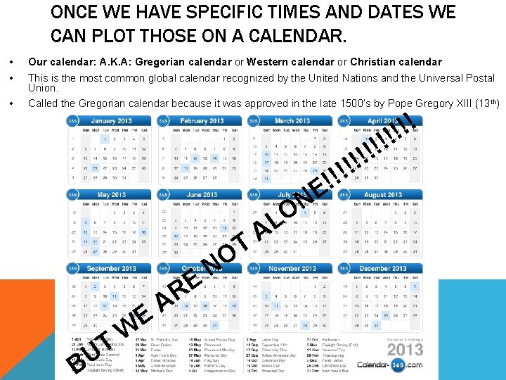 ONCE WE HAVE SPECIFIC TIMES AND DATES WE CAN PLOT THOSE ON A CALENDAR.