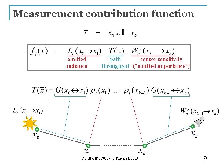 Measurement contribution function emitted radiance sensor sensitivity path throughput (“emitted importance”) PG III (NPGR