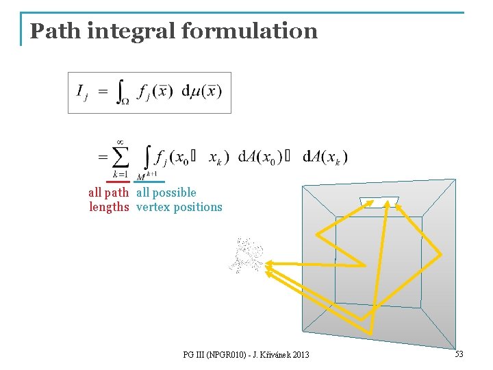 Path integral formulation all path all possible lengths vertex positions PG III (NPGR 010)