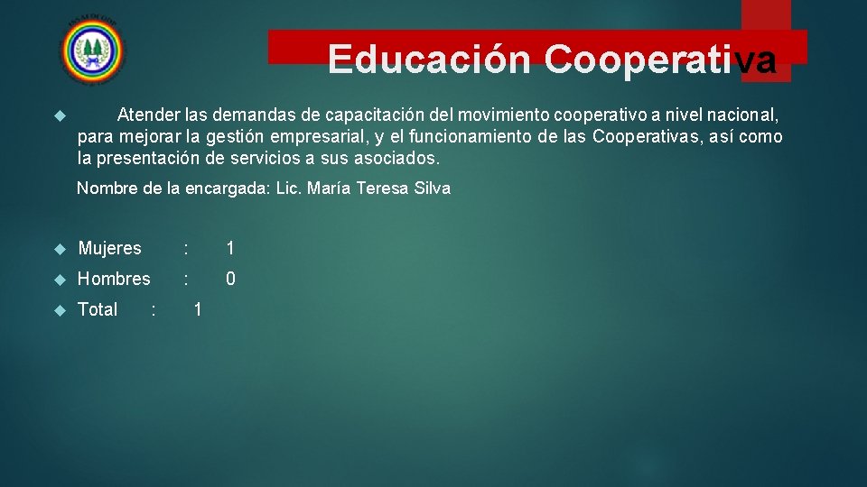 Educación Cooperativa Atender las demandas de capacitación del movimiento cooperativo a nivel nacional, para