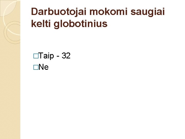 Darbuotojai mokomi saugiai kelti globotinius �Taip �Ne - 32 