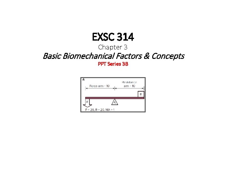 EXSC 314 Chapter 3 Basic Biomechanical Factors & Concepts PPT Series 3 B 