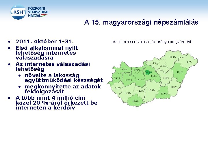 A 15. magyarországi népszámlálás • 2011. október 1 -31. • Első alkalommal nyílt lehetőség