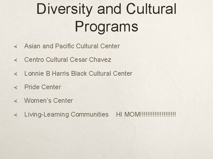 Diversity and Cultural Programs Asian and Pacific Cultural Center Centro Cultural Cesar Chavez Lonnie