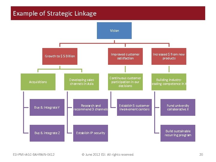 Example of Strategic Linkage Vision Growth to $ 5 Billion Acquisitions Developing sales channels