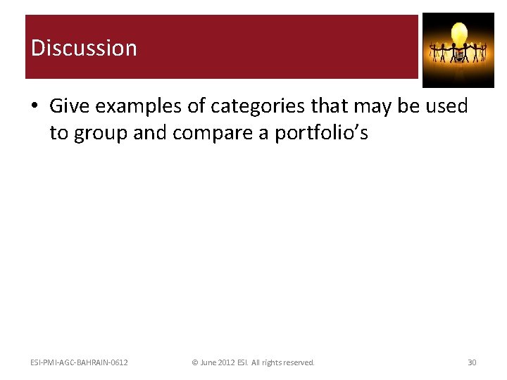 Discussion • Give examples of categories that may be used to group and compare