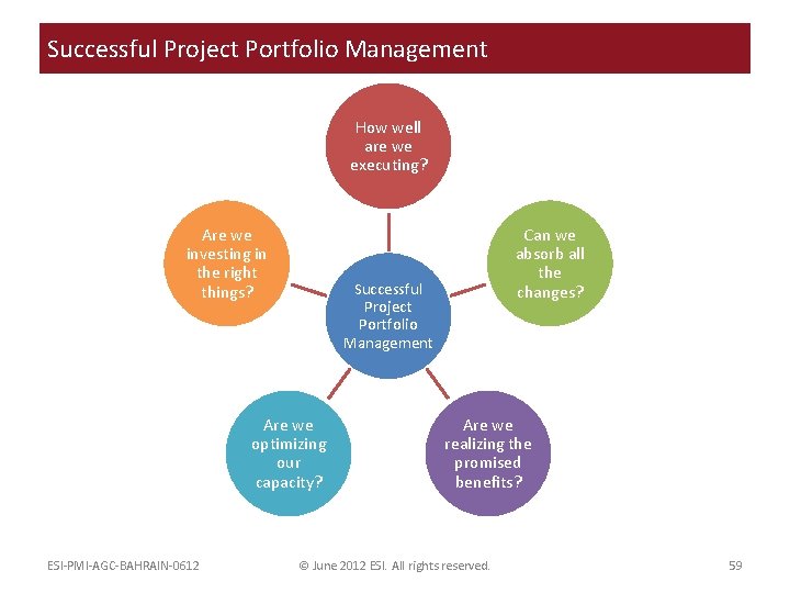 Successful Project Portfolio Management How well are we executing? Are we investing in the