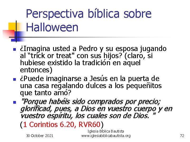 Perspectiva bíblica sobre Halloween n ¿Imagina usted a Pedro y su esposa jugando al