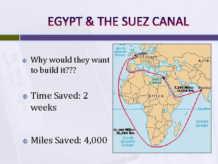 EGYPT & THE SUEZ CANAL Why would they want to build it? ? ?