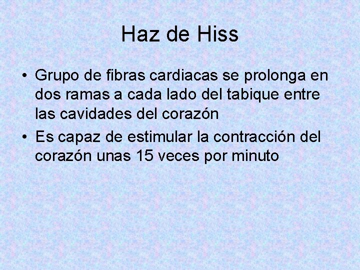 Haz de Hiss • Grupo de fibras cardiacas se prolonga en dos ramas a