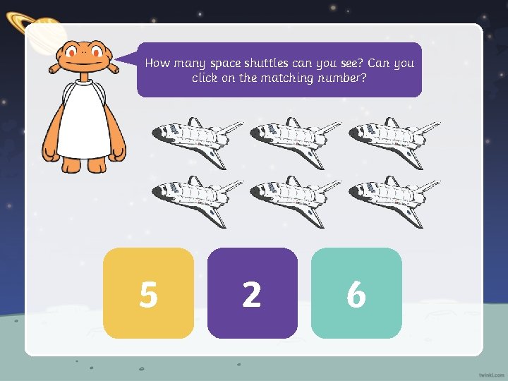 How many space shuttles can you see? Can you click on the matching number?