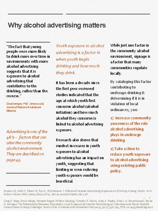 Why alcohol advertising matters “The fact that young people were more likely to drink Why alcohol advertising matters “The fact that young people were more likely to drink