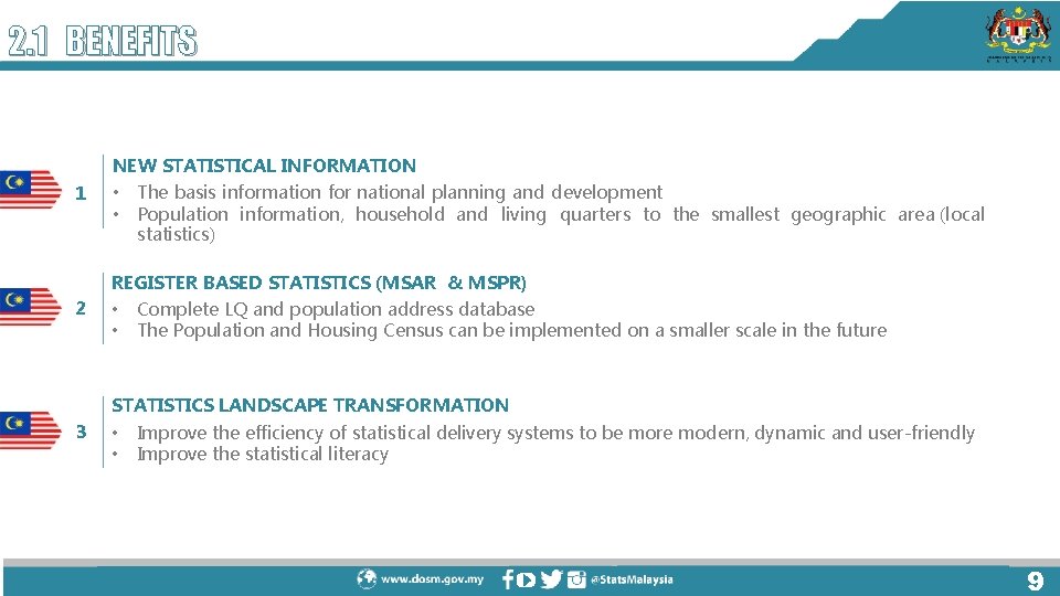 2. 1 BENEFITS NEW STATISTICAL INFORMATION 1 • • The basis information for national 2. 1 BENEFITS NEW STATISTICAL INFORMATION 1 • • The basis information for national